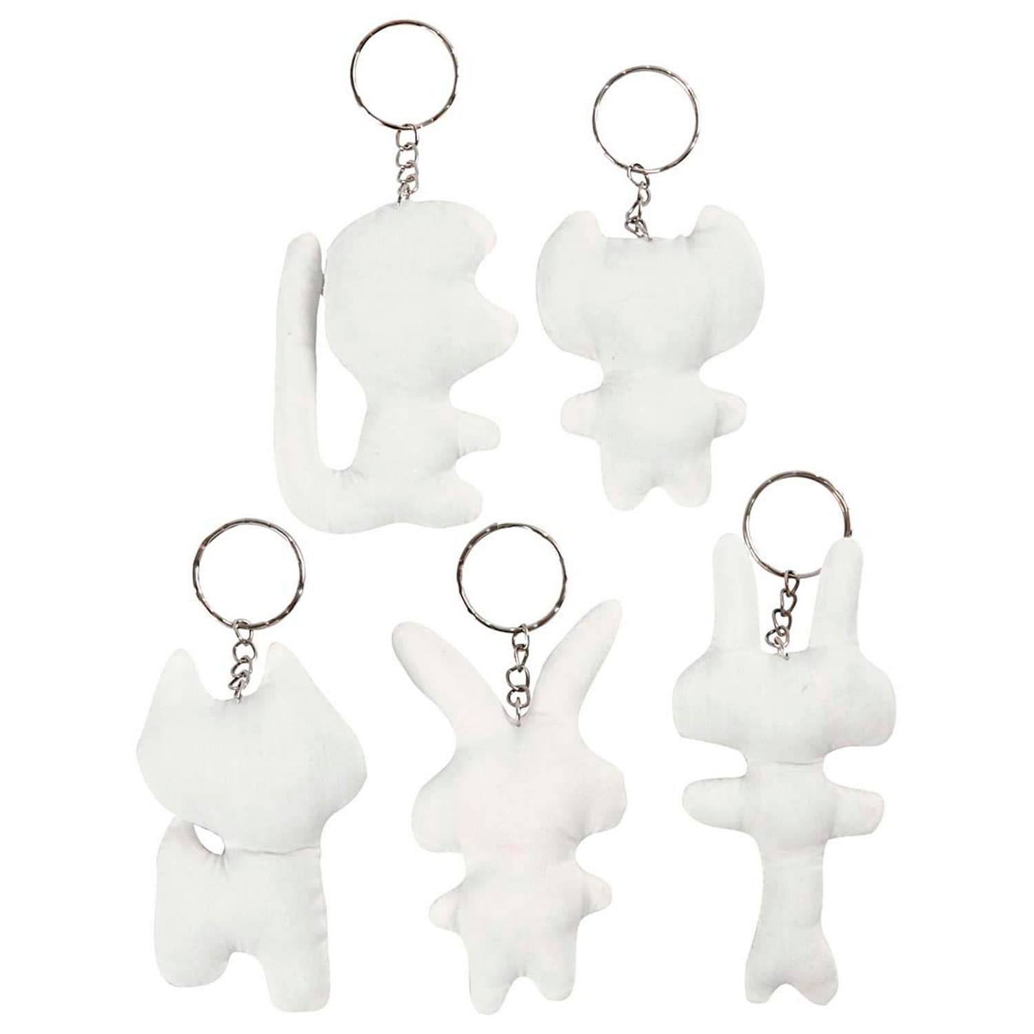 Stoffen Dieren Sleutelhanger, 5st.