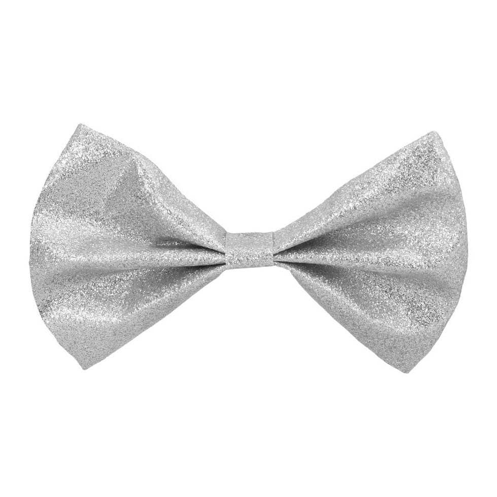 Vlinderstrik Glitter Zilver