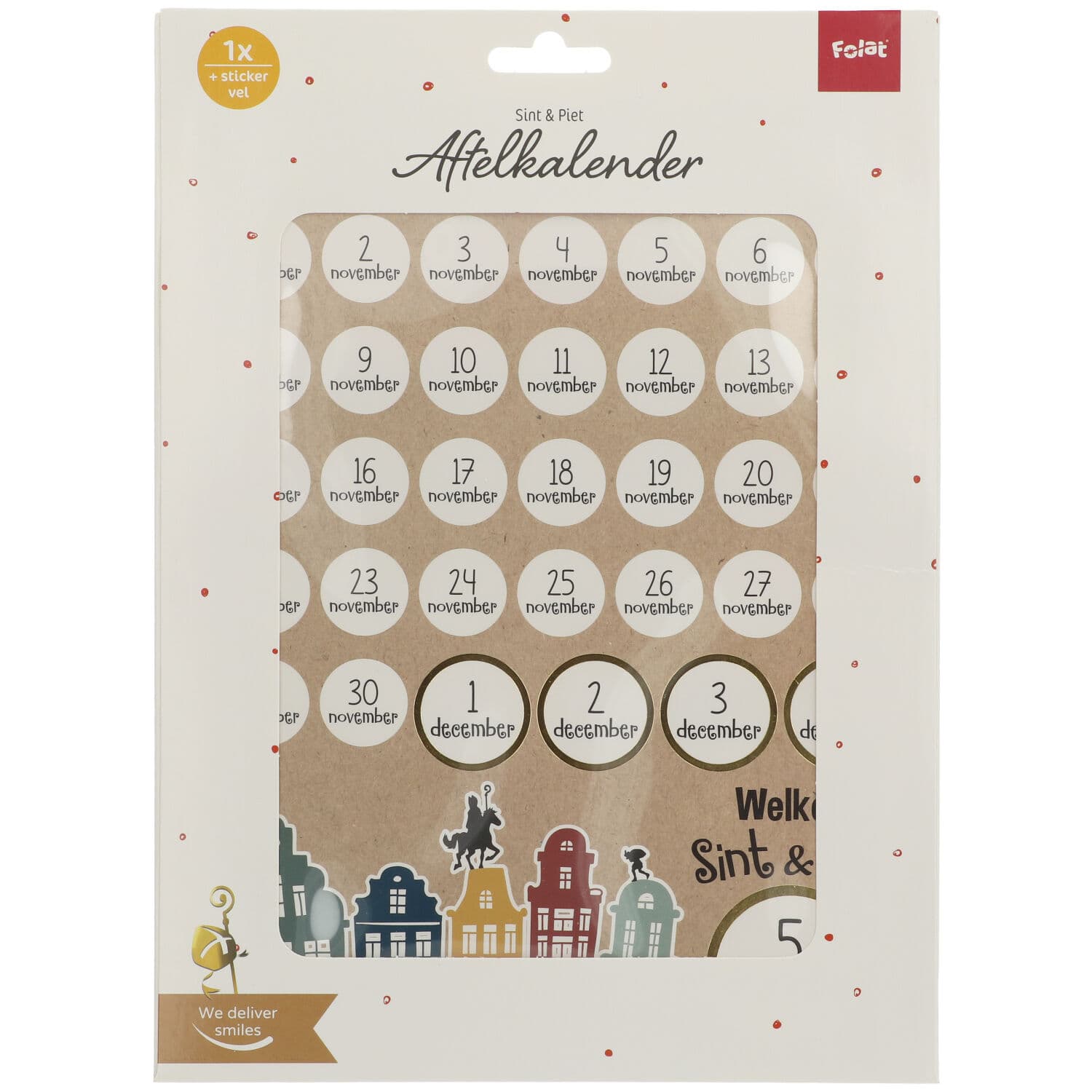 Sinterklaas Aftelkalender met Stickers Welkom Sint & Piet