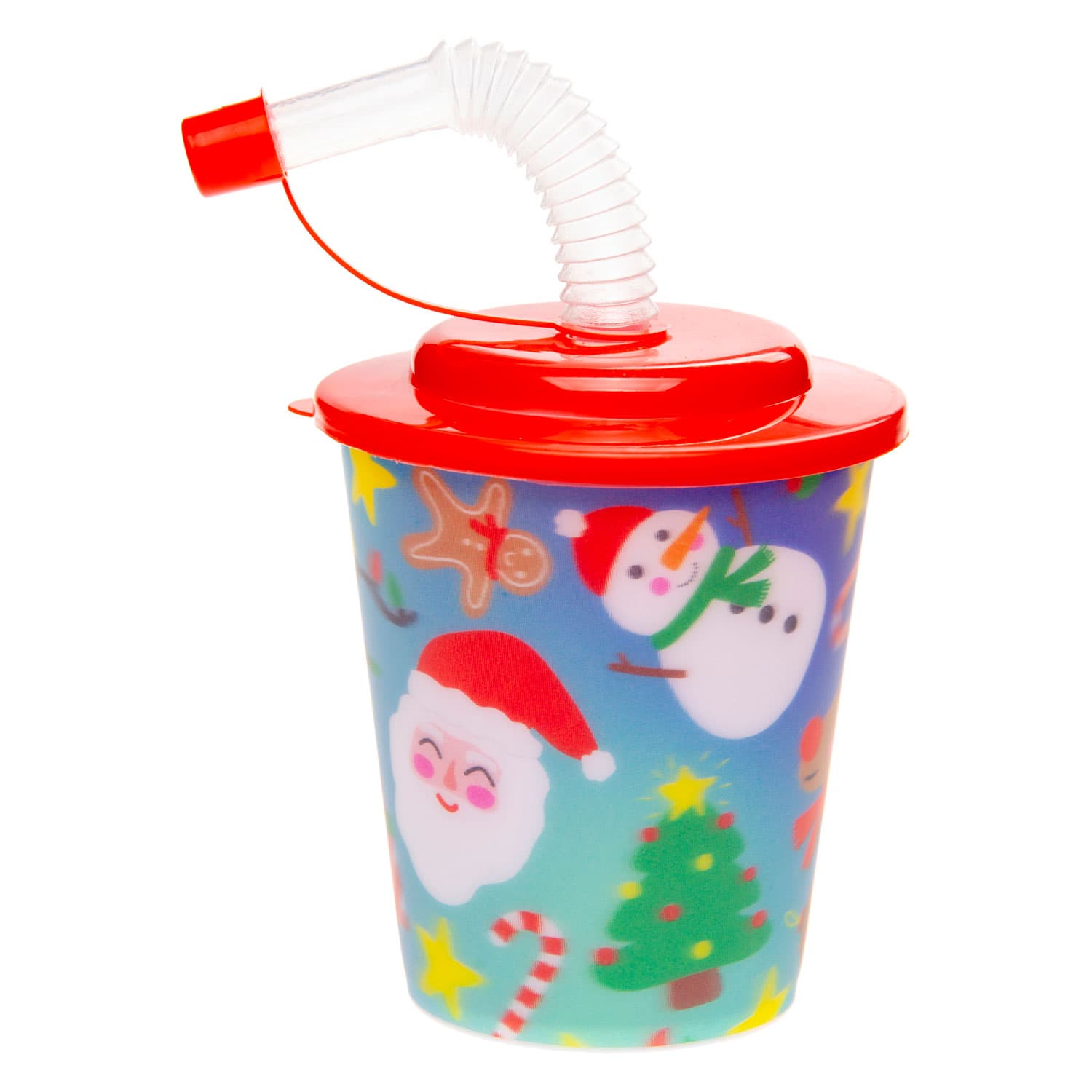 LG-Imports - Beker met Deksel en Rietje Kerst, 12st.