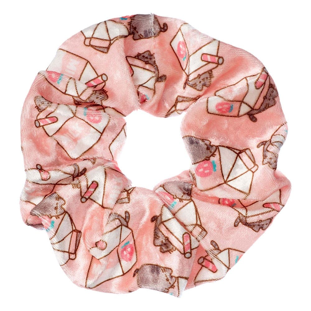 Pusheen - The Cat Strawberry Milk Carton Hair Scrunchie - Pink
