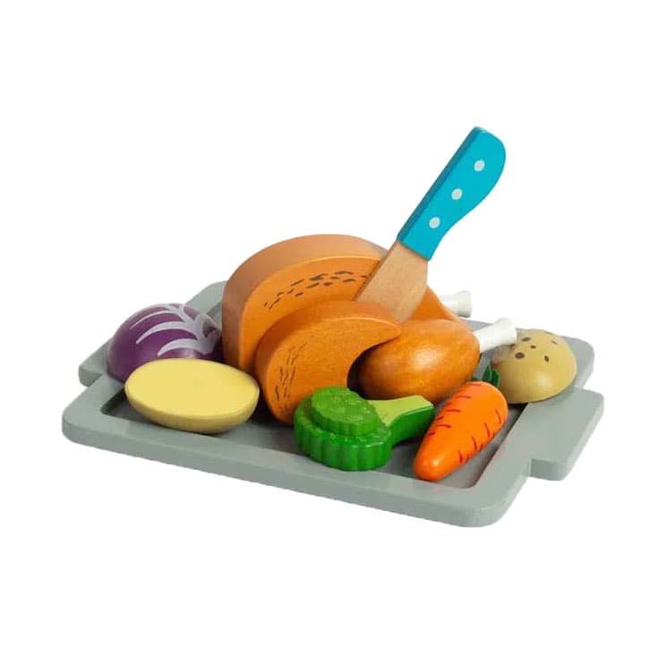 Bigjigs Houten Gebraden Diner Speelset, 12dlg.