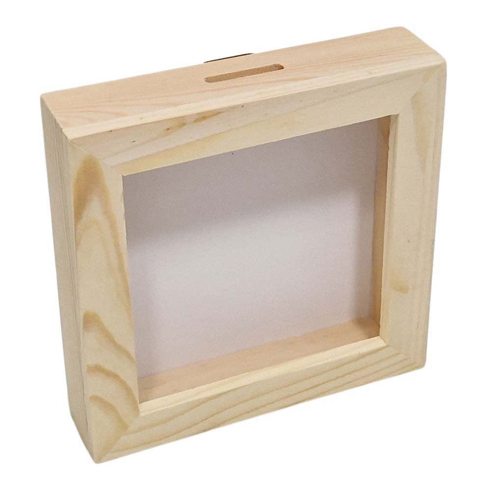 Houten Spaarpot Plexiglas met Witte Achterkant Klein