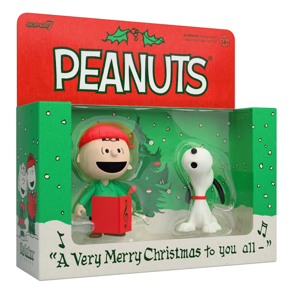 Peanuts: Super7 - Reaction Figures - 2 Pk Charlie Brown And Snoopy  (Caroling)