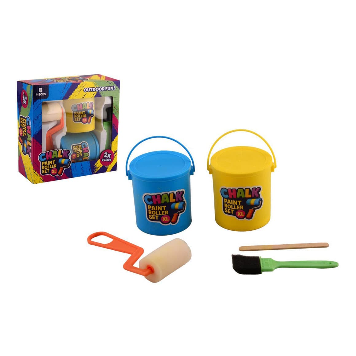 Jumbo Stoepkrijt Rollers, 2 Kleuren + kwast
