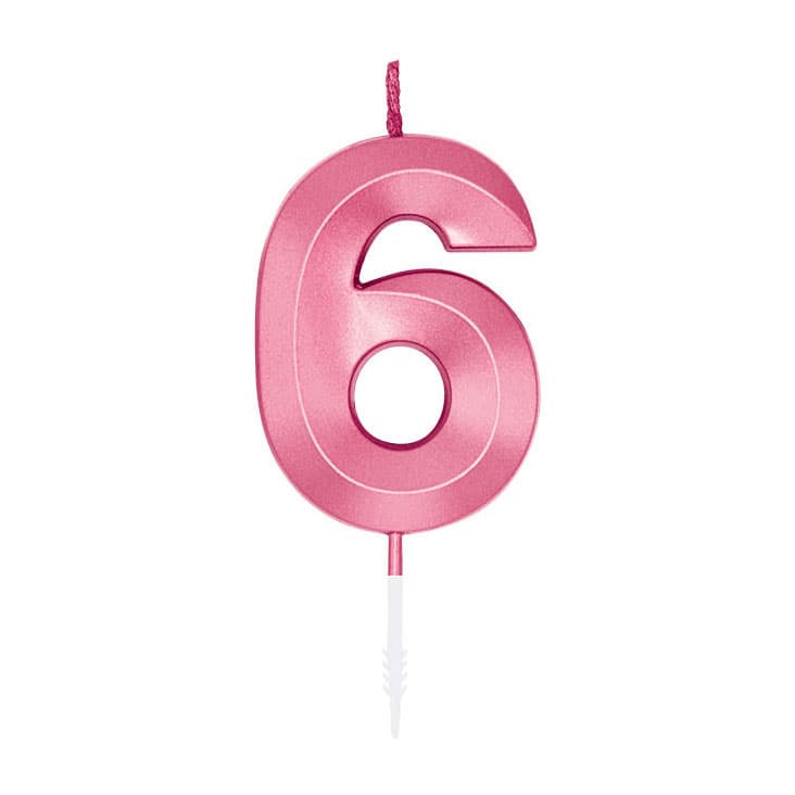 Taartkaars 6cm Metallic Licht Roze no. 6