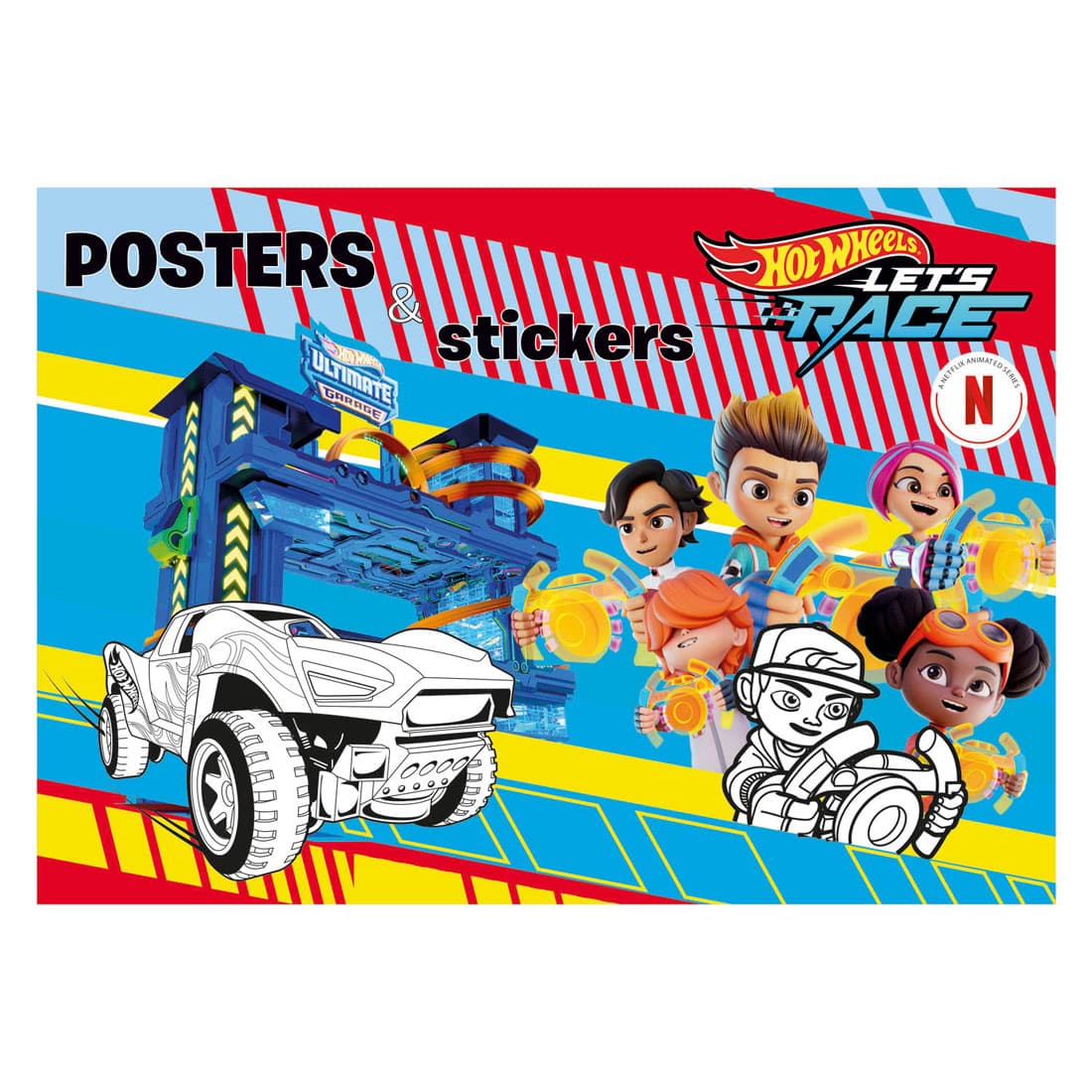 Hot Wheels Posterboek om te Kleuren met Stickers