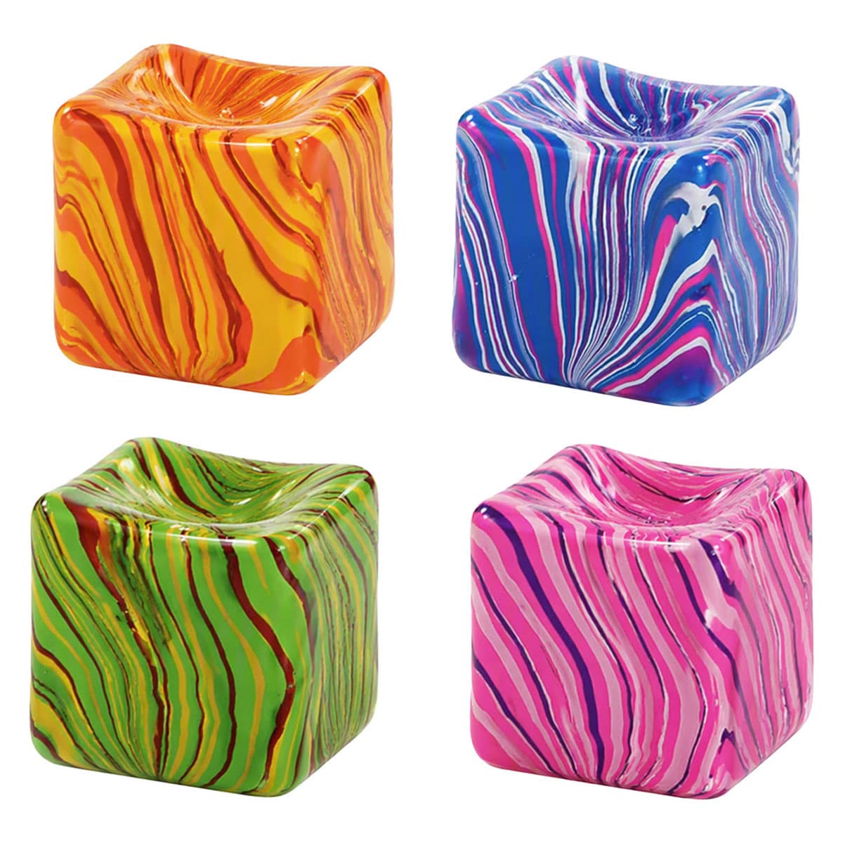 Squishdough Knijpkubus Marmer - 8cm 160gr